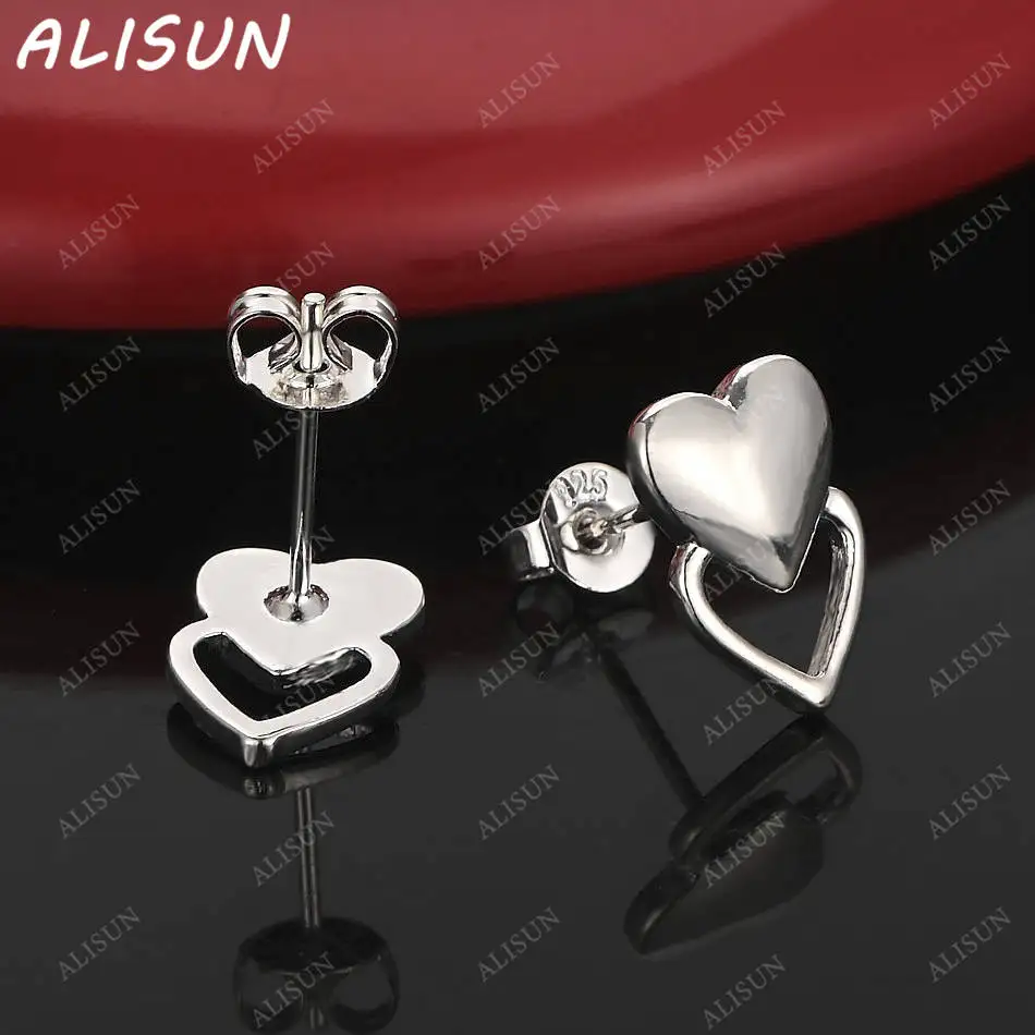 

ALISUN 925 Sterling Silver Hearts Stud Earrings For Women Fashion Jewelry Charm Grace Noble Wedding Accessories