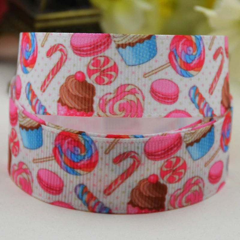 22mm 25mm 38mm 75mm Dessert & Candy cartoon printed Grosgrain Ribbon party decoration 10 Yards satin ribbons