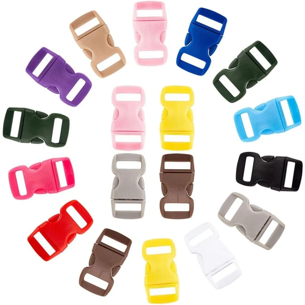 130pcs 13 Colors Release Buckles, 3/8inch Plastic Buckle Replacement Quick Release Double Adjustable Snap Clips for Bracelets