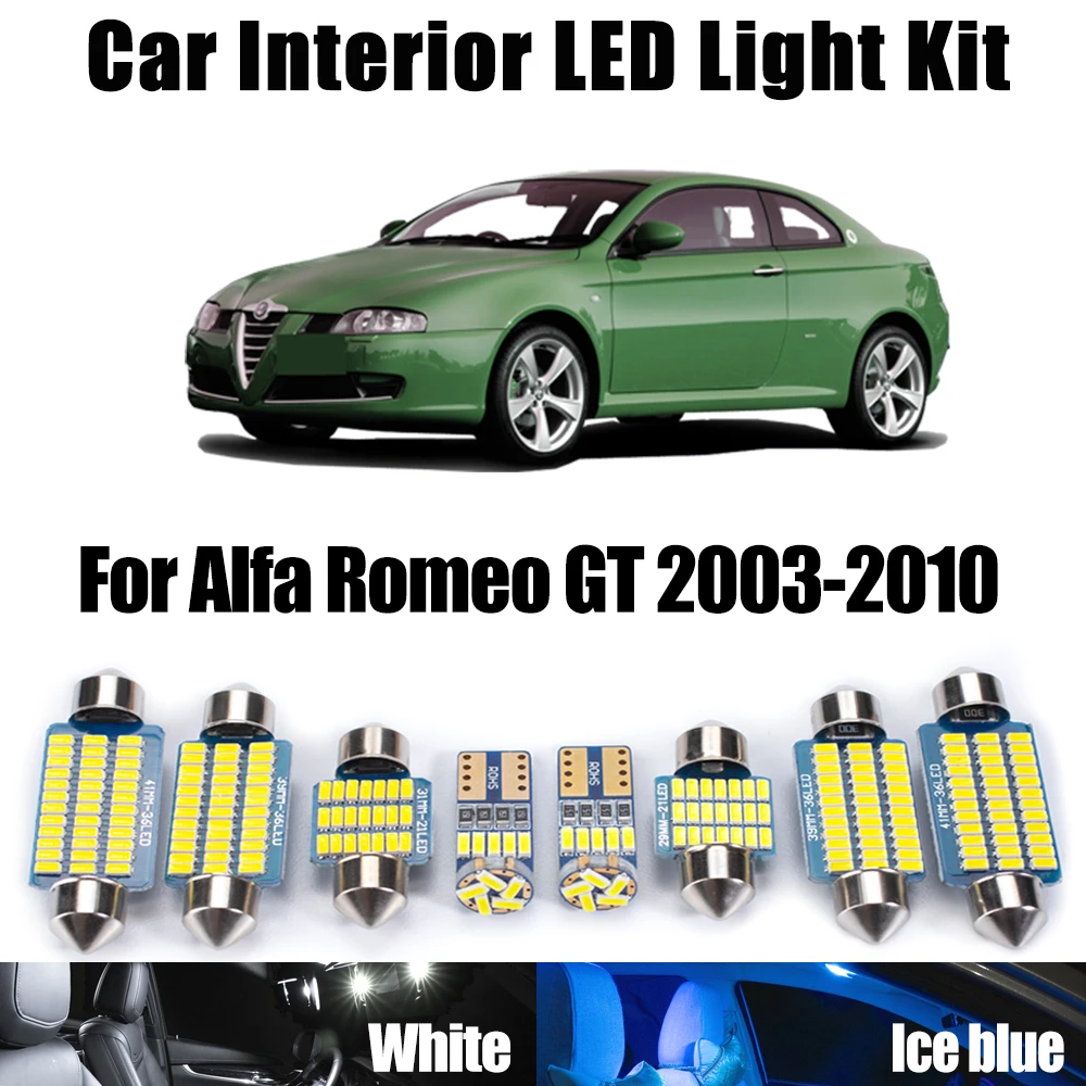 7Pcs Canbus For Alfa Romeo GT 2003-2006 2007 2008 2009 2010 Car Accessories LED Interior Map Dome Trunk Light Reading Bulbs Kit