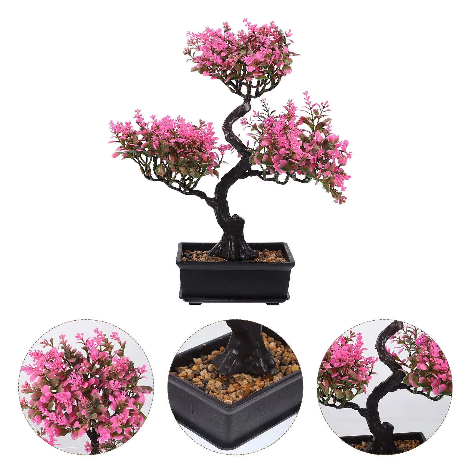 

Artificial Pink Artificial Flowers Potted Bonsai Green Small Tree Pink Artificial Flowers Outdoor Faux Flowers Potted Ornaments