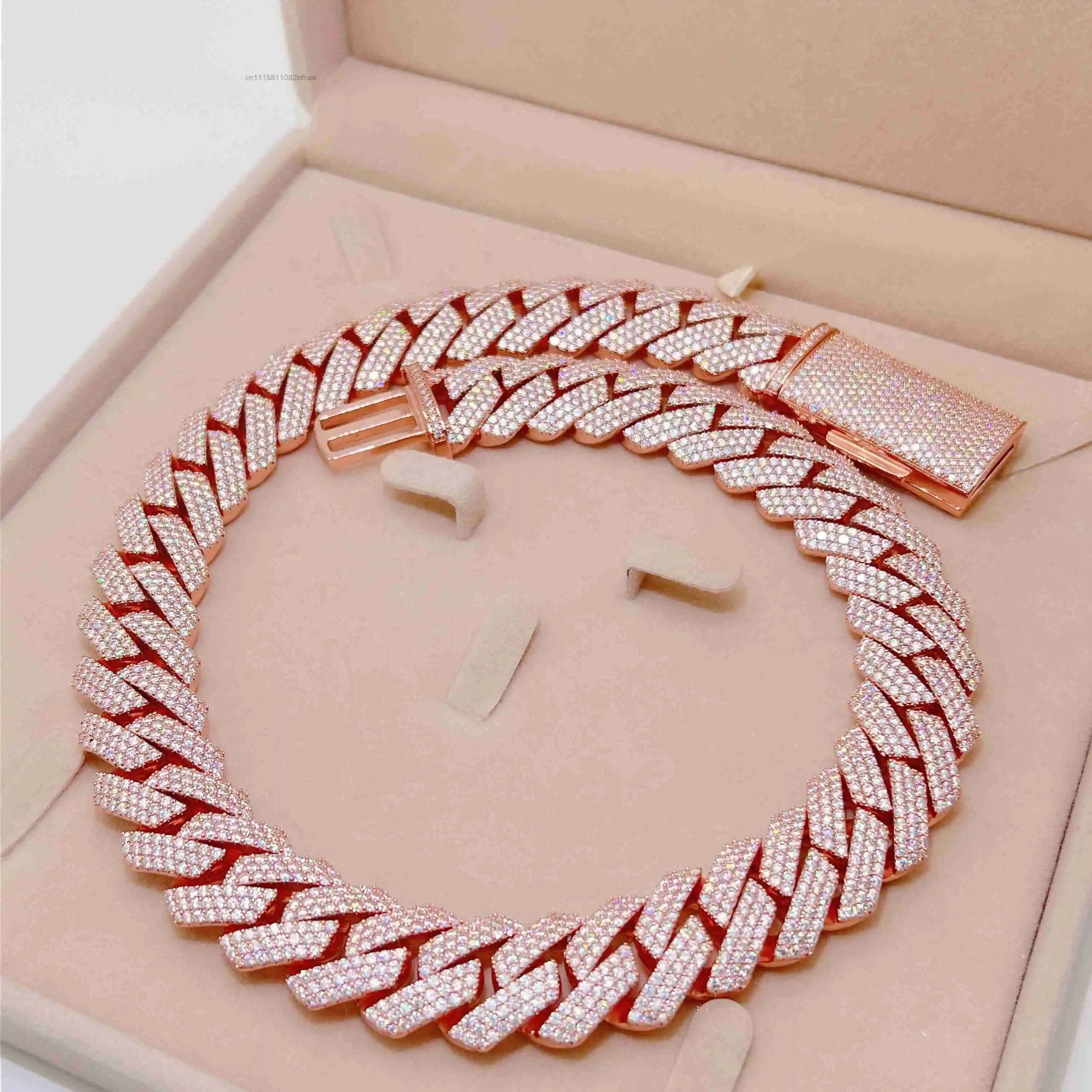 22MM Width Miami Big Heavy Cuban Necklace Sterling Silver VVS Moissanite Hip Hop Jewelry Men Cuban Link Chain，