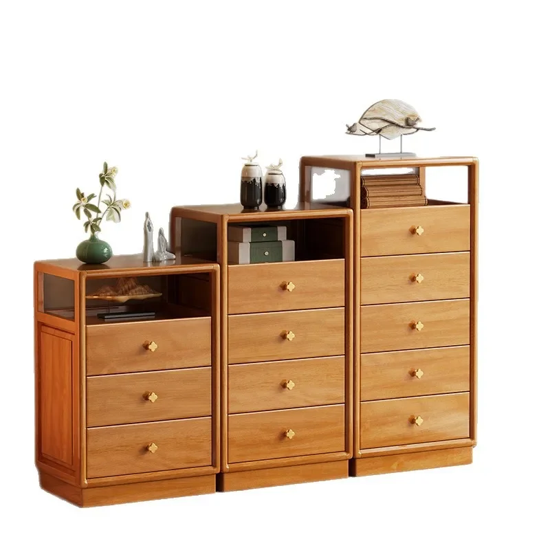 Solid wood chest of drawers new Chinese style chest of drawers Song style aesthetic walnut storage cabinet living room