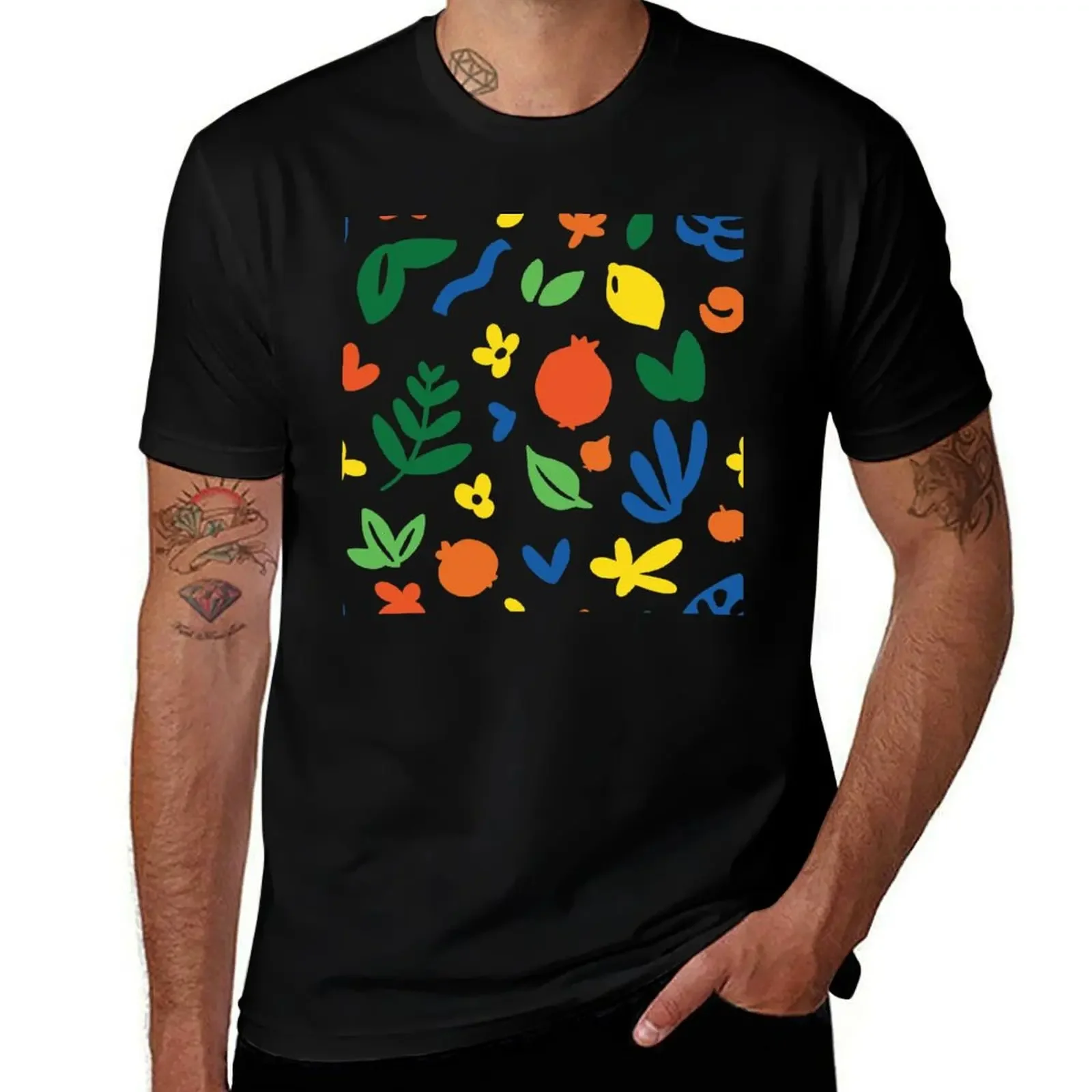 colourful fruit and plant pattern T-Shirt essential t shirt cute clothes t shirts for men graphic