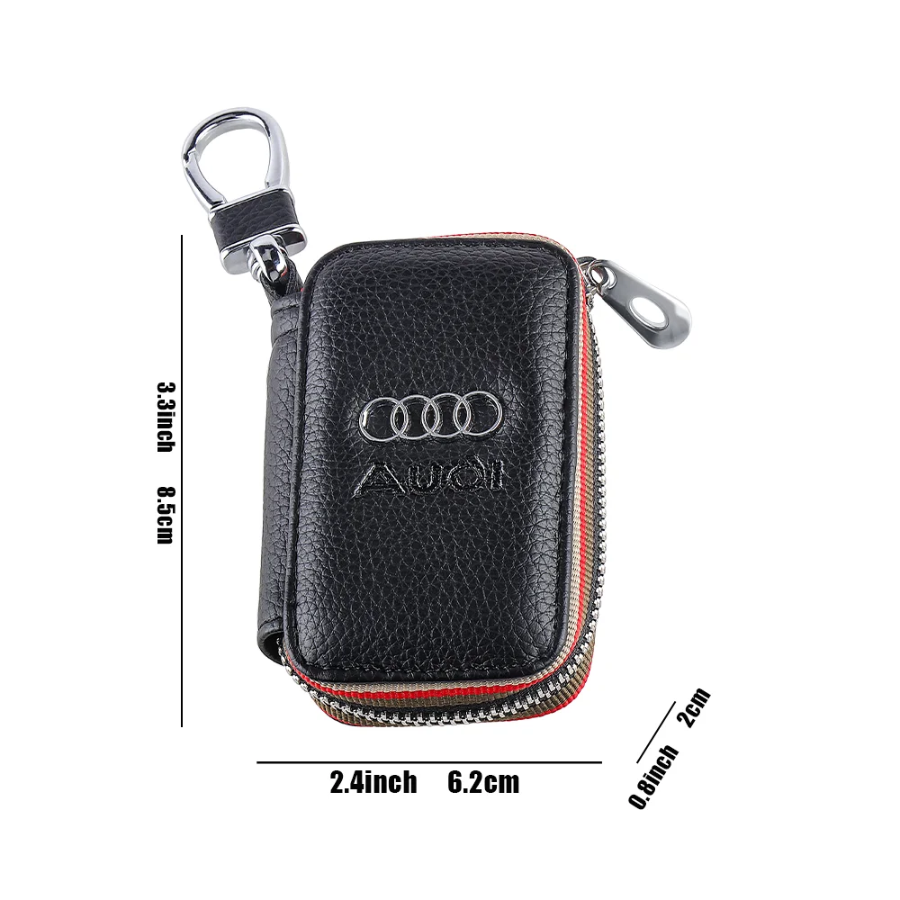 Leather Car Key Case Protection Cover Auto Key Bag Key Chain Cover For Audi QUATTRO A1 A3 8P 8V A4 A5 A6 A7 A8 Q3 Q5 Q7 Sline TT