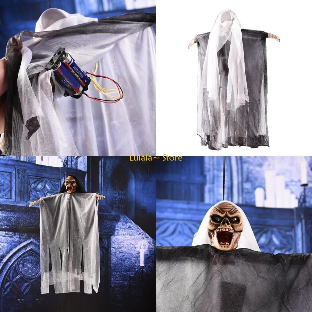 Y4QA Voice or for Touch Control Creepy Sound Halloween Hanging for Haunted Hous