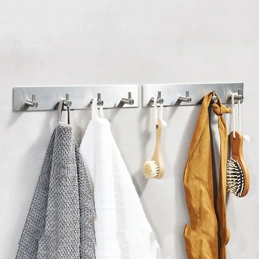 Black Stainless Steel Wall Hook 3M Sticker Adhesive Hanging Coat Hooks Rustproof Heavy Duty Bags Key Hangers Kitchen