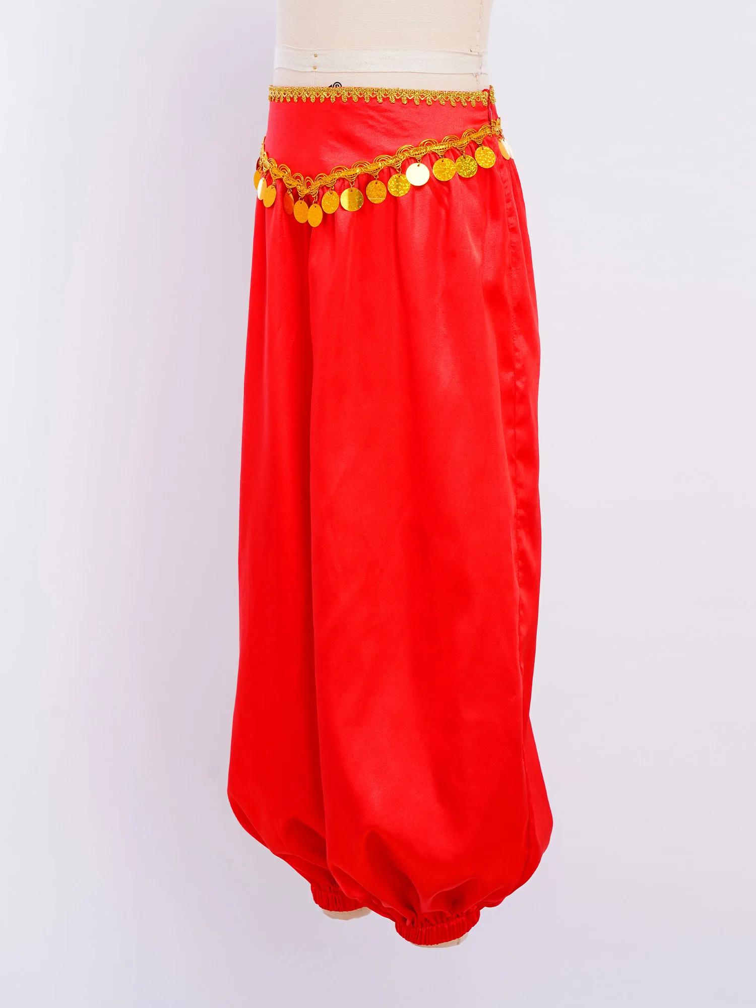 

Kids Girls Braid Trim Sequin Tassels Loose Bloomers Belly Dance Side Zipper Pants for Halloween Theme Party Stage Performance