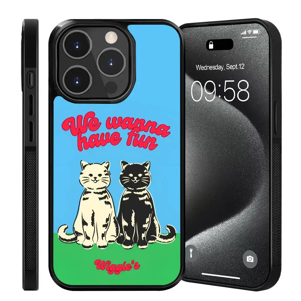 Wir wanna have fun w-wiggle Handyhülle Mobile passend für Apple 16 PRO MAX 15 14 13 12 MINI 11 Patch schwarze Hartschale