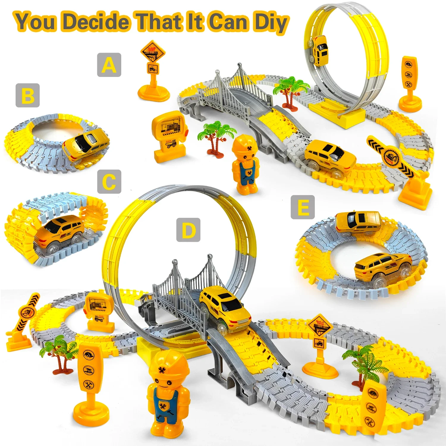 Flexible Railway Racing Play Game Track Rail Car Toys Engineering Car Kids Educational Toys Train for Children Birthday Gift