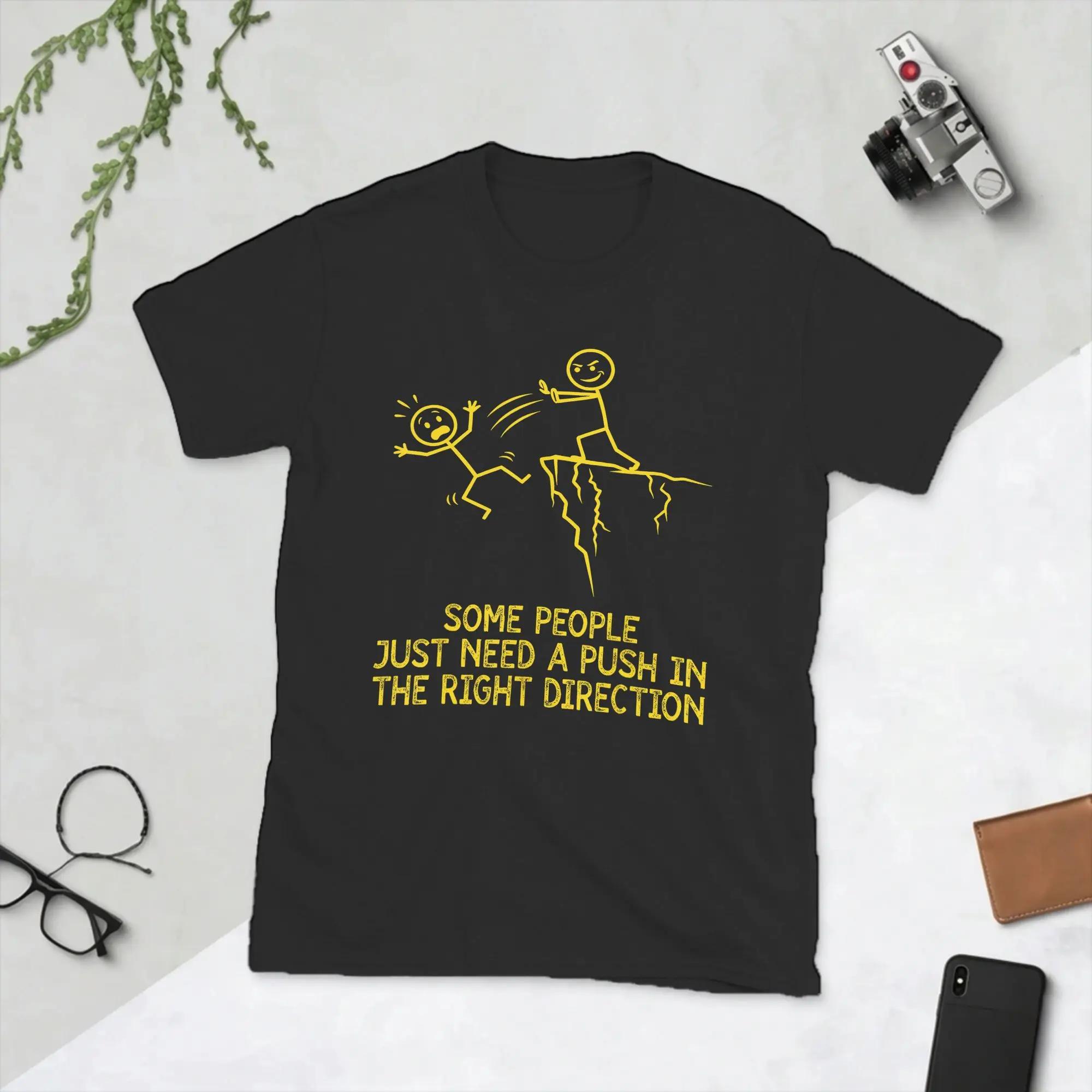 Some People Just Need A Push in The Right Direction Men T Shirt  Tees Short Sleeve Crewneck T-Shirts Cotton Gift Idea Clothes