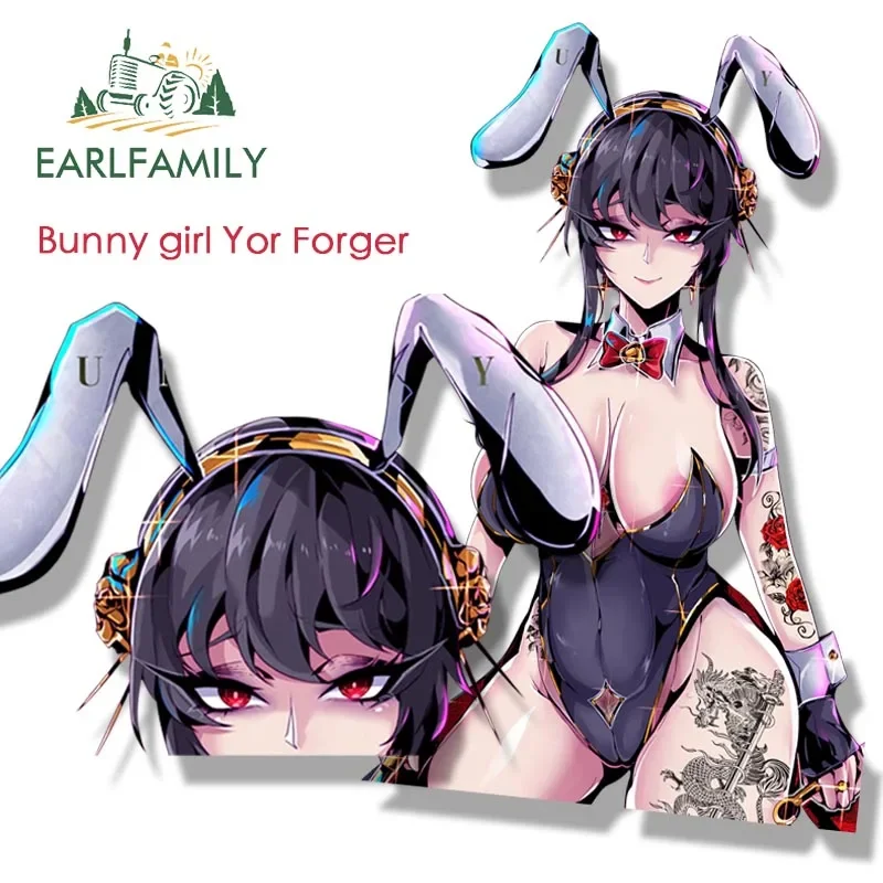 EARLFAMILY Gothic Yor Forger Fanart Car Sticker Anime Sketch Waifu Decal JDM Cartoon Peeker Killer Sticker Car Wrap