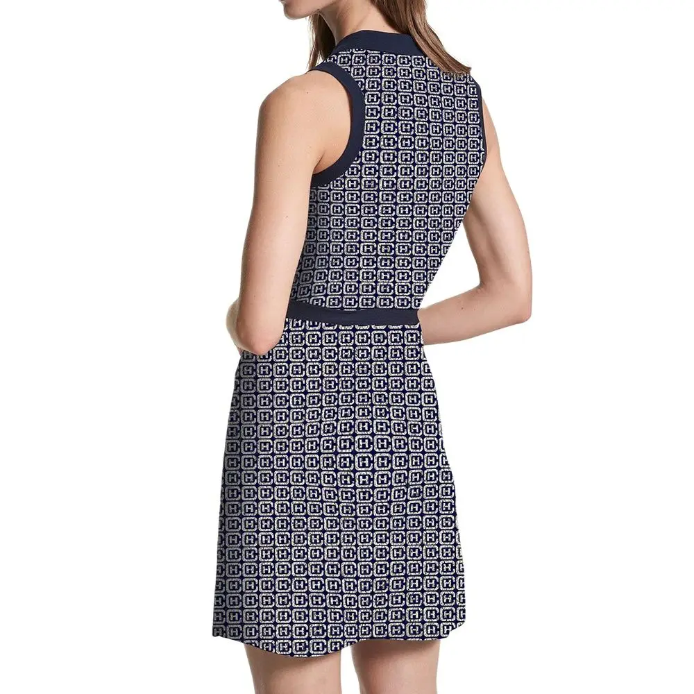 CHCH FAMILY 2023 Summer New Women's Sleeveless Dresses A-Line Letter Zipper Front Straight Ladies Polo Dress