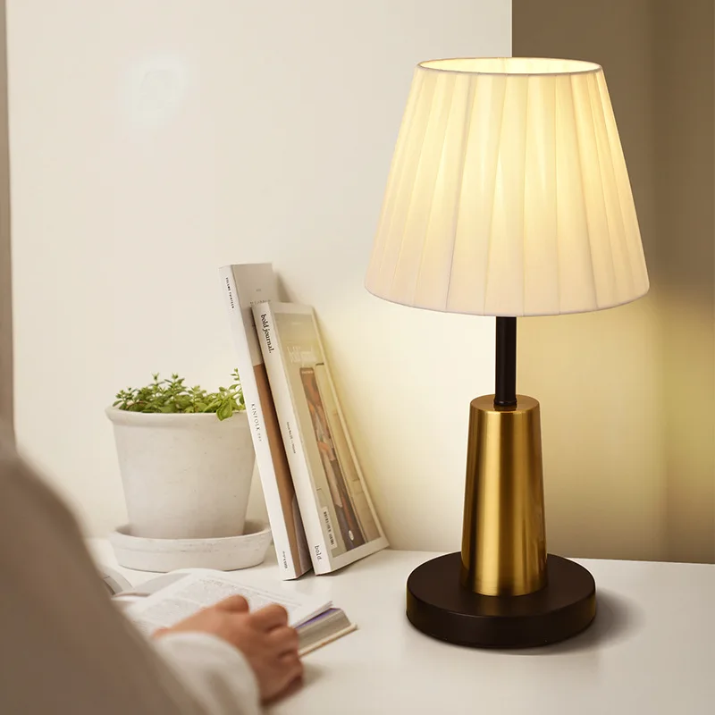 

Nordic Metal Table Lamp Cloth Bedroom Decorative Table Lamp American Modern Simple Household Warm Creative Bedside Lamp