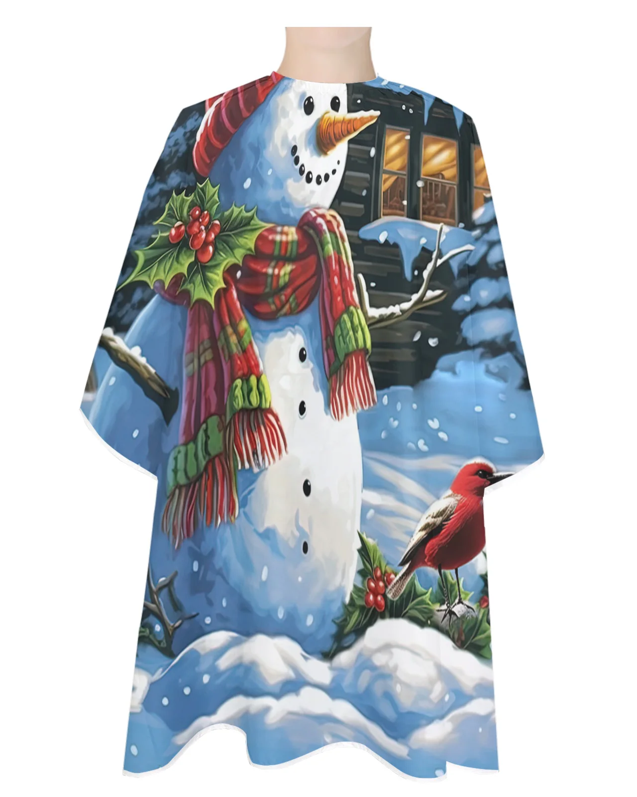 Christmas Snowman Bird Berry House Barber Apron Waterproof Beauty Salon Hairdressing Apron Hairdresser Cape Apron