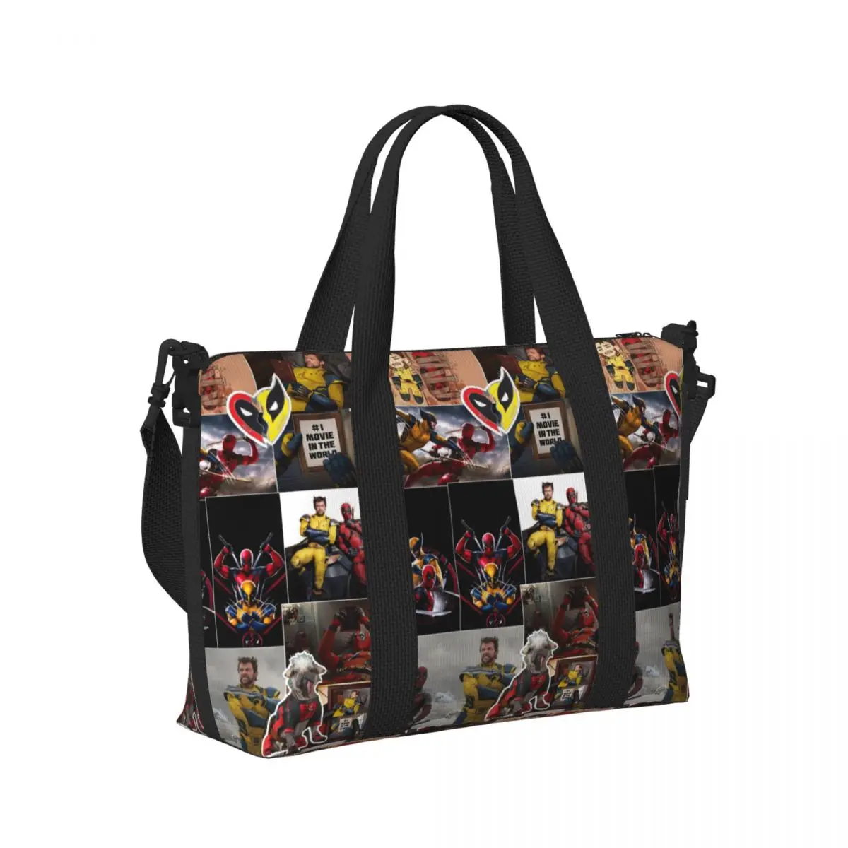 Sac fourre-tout personnalisé Deadpool et Wolverine pour femme, papier peint, grande capacité, sourire Wolverine, héros, salle de sport, plage, sacs