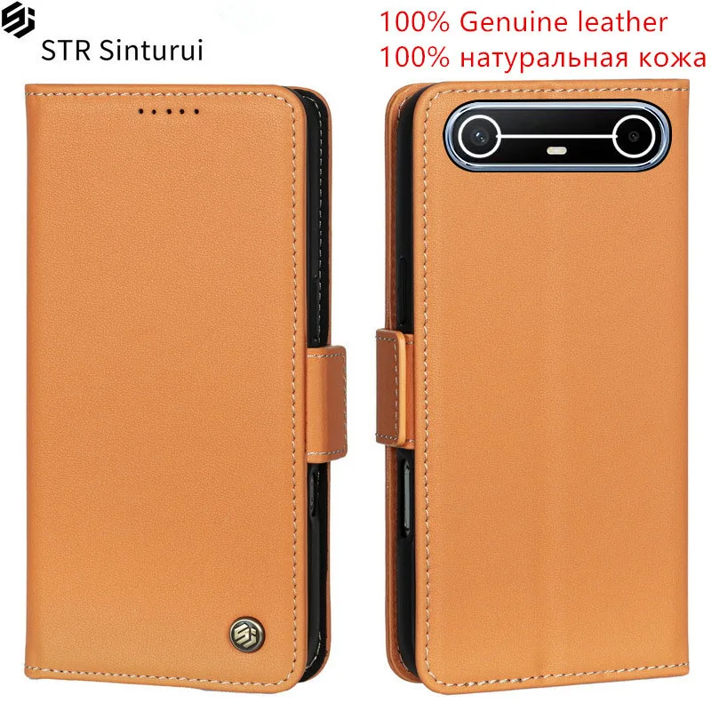 

STR 100% Genuine Nappa grain leather card Slot Wallet Cover For Tecno Pova Slim 7 6 Pro Ultra Curve Flip shockproof phone Case