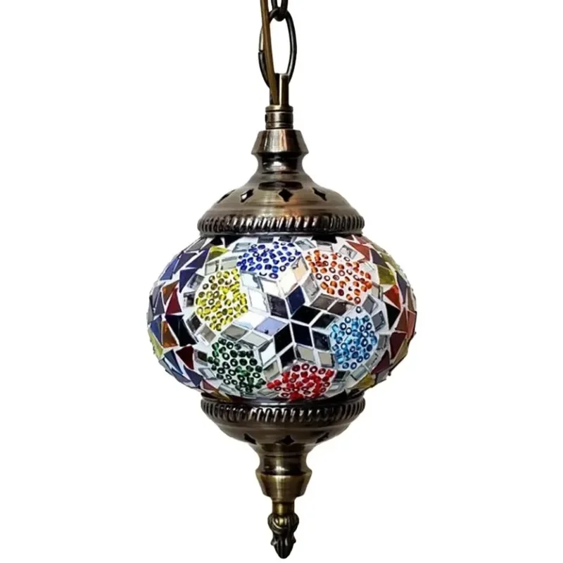 Mosaic Pendant Light Turkish Moroccan Mosaic Hanging Ceiling Lamp E27 Restaurant Club Single Head Chandelier For Bar Home Hotel