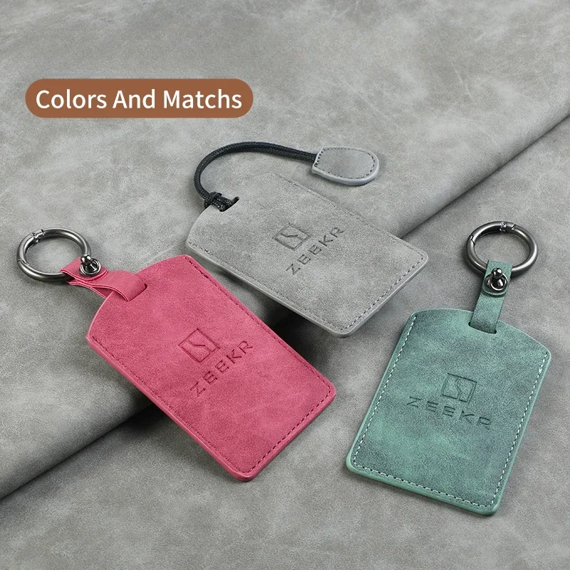 Leather Car Smart Card Slice Remote Key Bag Protective Shell Buckle for ZEEKR 001 009 007 X Accessories