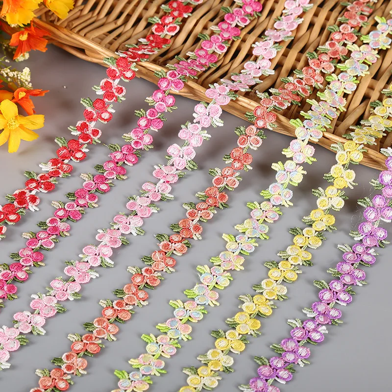 

2CM Wide Circle Cherry Colorful Lace Trim Embroidery Clothing Necklace Bracelet Earrings DIY Lace Trim 15Yards
