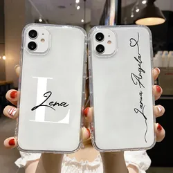 Personalized Custom Name Phone Case For iPhone 13 12 11 14 15 pro SE2020 6S 7 8 Plus Xs MAX XR 12 Mini Clear Cover Capa Fundas