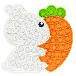 Bunny Carrot Bubble Sensory Fidget Toys, Quick Push Puzzle Block Board Games, Gifts for Easter Birthday Christmas