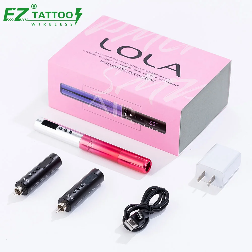 Wholesale EZ Tattoo Lola Air Electric Tattoo Pen Machine Wireless PMU Permanent Makeup Machine with 3 Power Batteries Pack