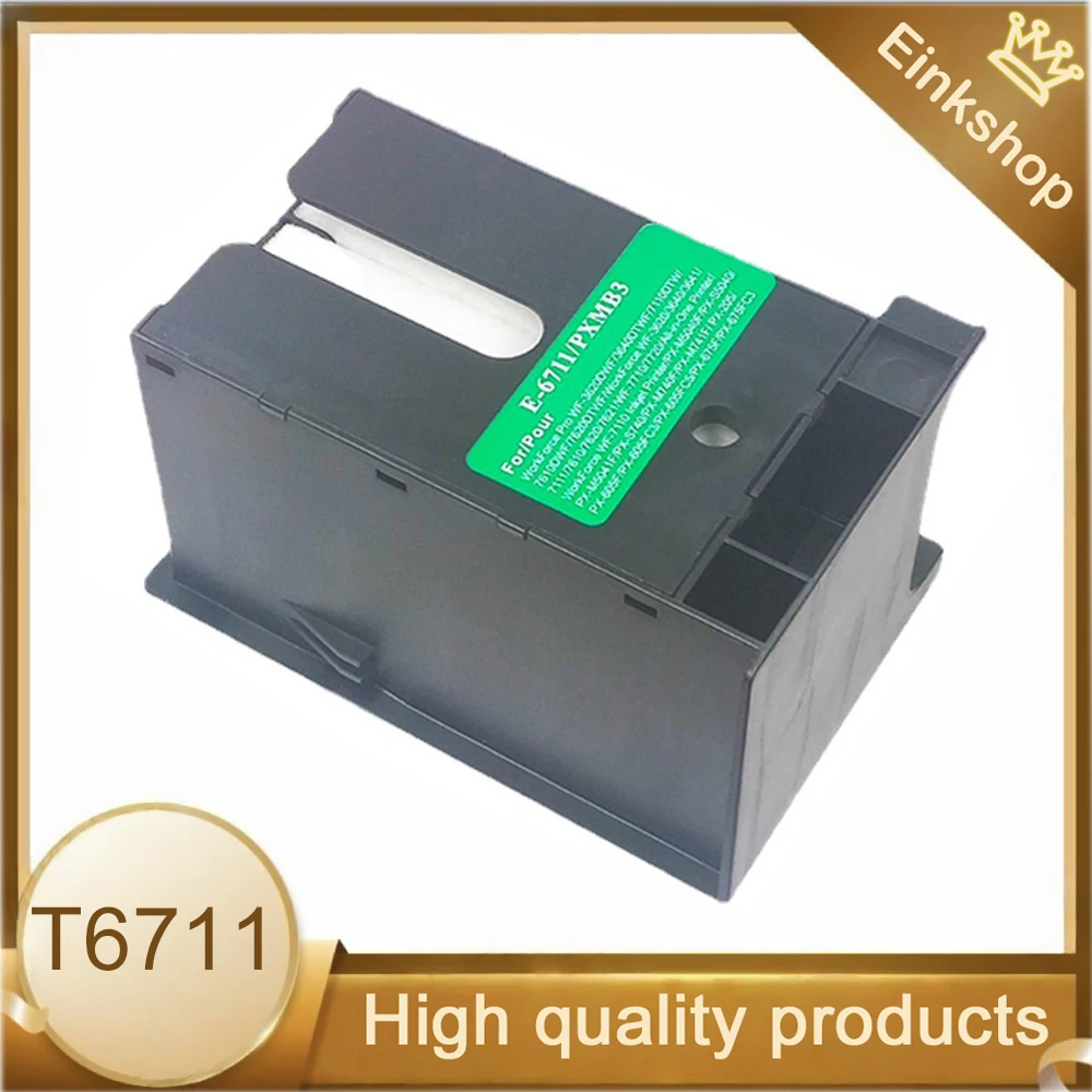 Caja de mantenimiento 6711 T6711 con Chip para Epson WF-3620 3640 WF-7110 WF-7610 WF-7620 WF-7710 WF-7715 WF-7720 3450 3530 3010 L1455