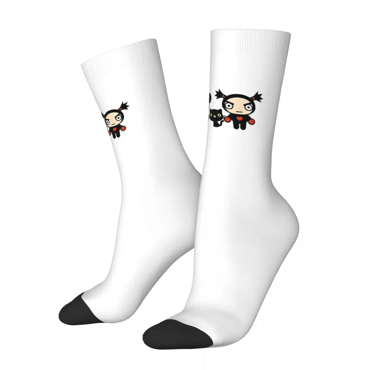 Autumn Winter Cool Women Men Pucca And Garu Cat Socks Chinese Fanart Cute Couple Non-slip Basketball Socks