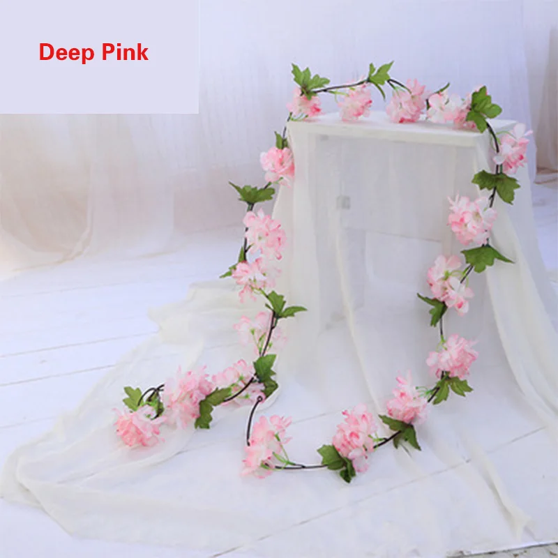 180 cm 135 Köpfe künstliche Kirschblüten-Blumenrebe, hängende Blumengirlande für Hochzeit, Party, Heimdekoration, japanisches Kawaii-Dekor