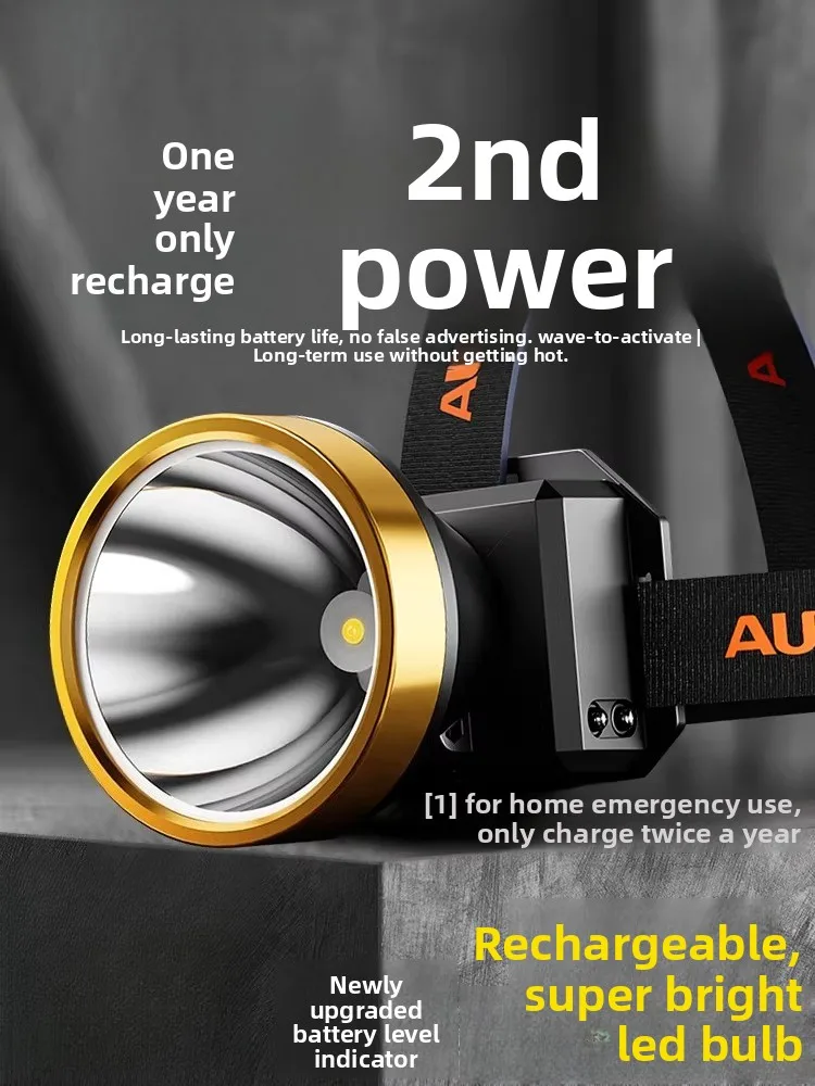 

AUX Headlamp Super Bright Rechargeable Long Battery Life LED Headlight for Outdoor Fishing Camping