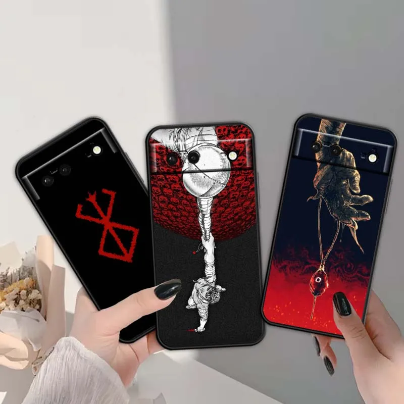 

Creative Berserk Anime For Google Pixel 9a 9 8A 8 7 7A 6 6A Pro XL 2024 5G Black Soft TPU Silicone Cover Phone Case