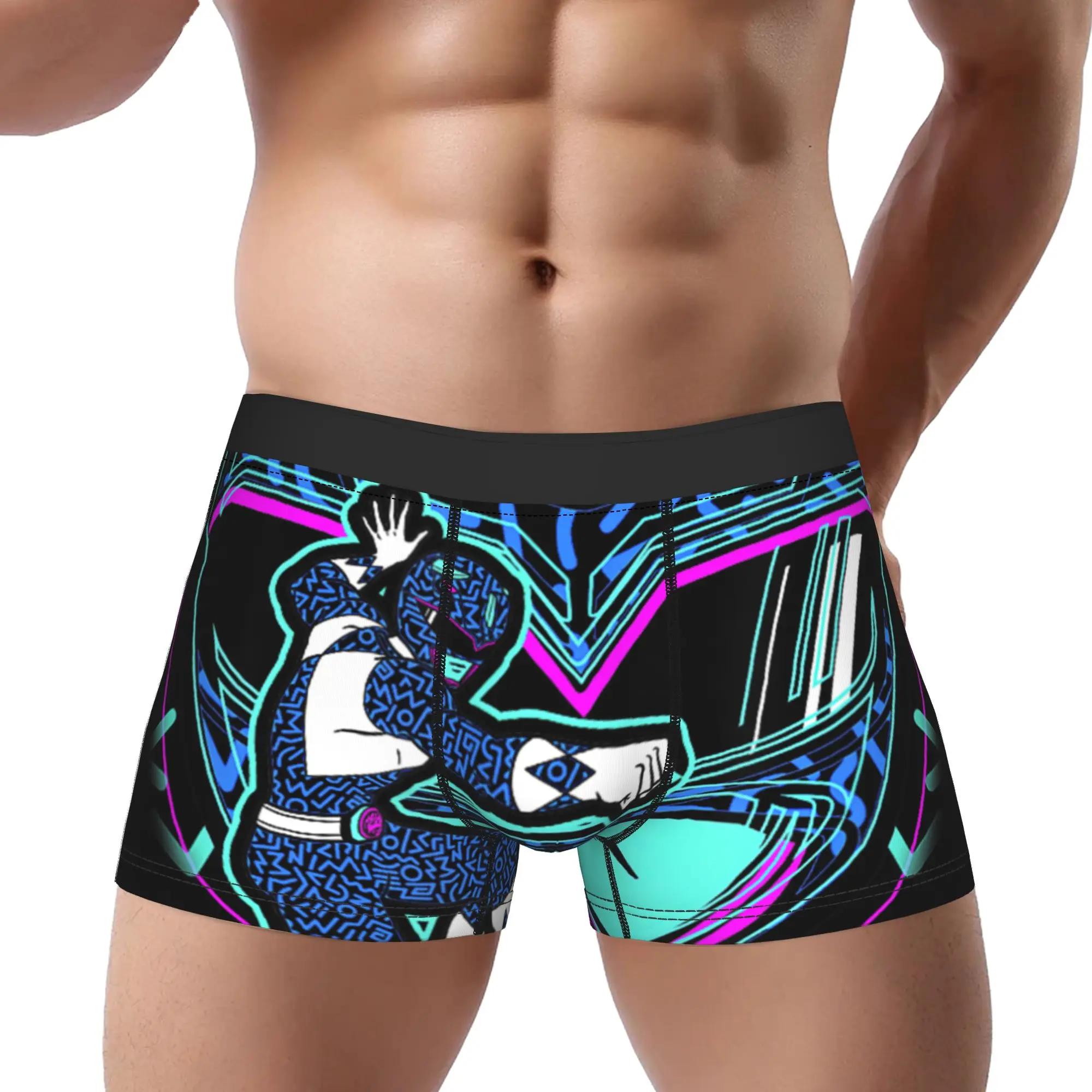 boxers Power Rangers Blue Ranger Icon Fill Helmet Silhouette Underpants Men's Underwear Sexy Shorts Boxer Briefs
