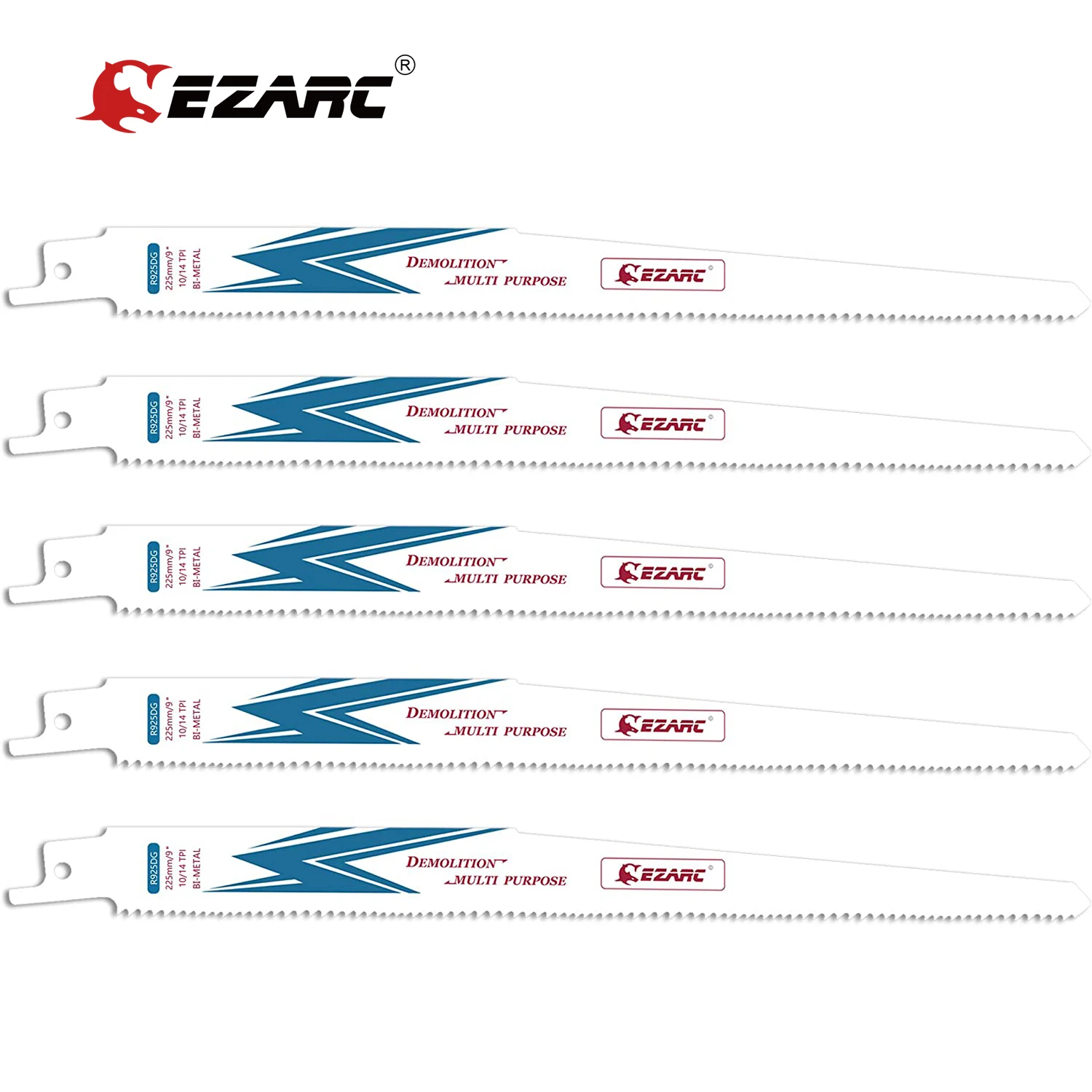 

EZARC 5Pcs 225mm / 300mm Reciprocating Saw Blade Bi-Metal Cobalt Sabre Saw Blades for Multi-Purpose 10/14TPI R925DG R1225DG