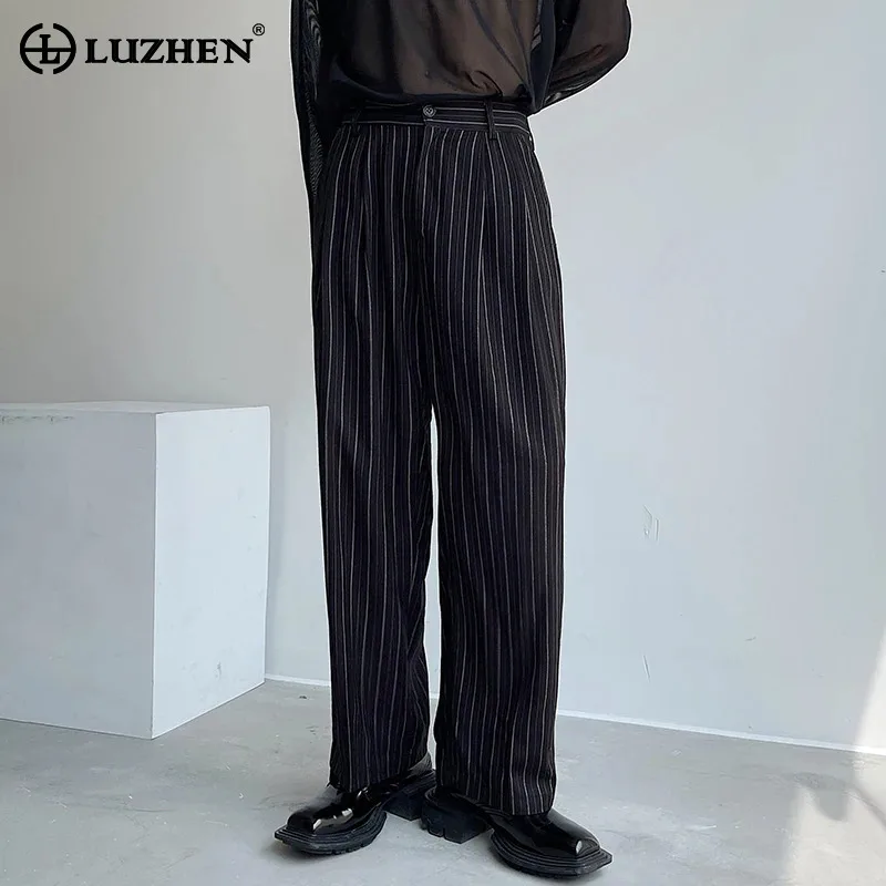 LUZHEN Trendy Korean Stripe Casual Suit Pants Men's 2024 New Classy Fashion Social Clothing Male Straight Trousers 2024 LZ5861