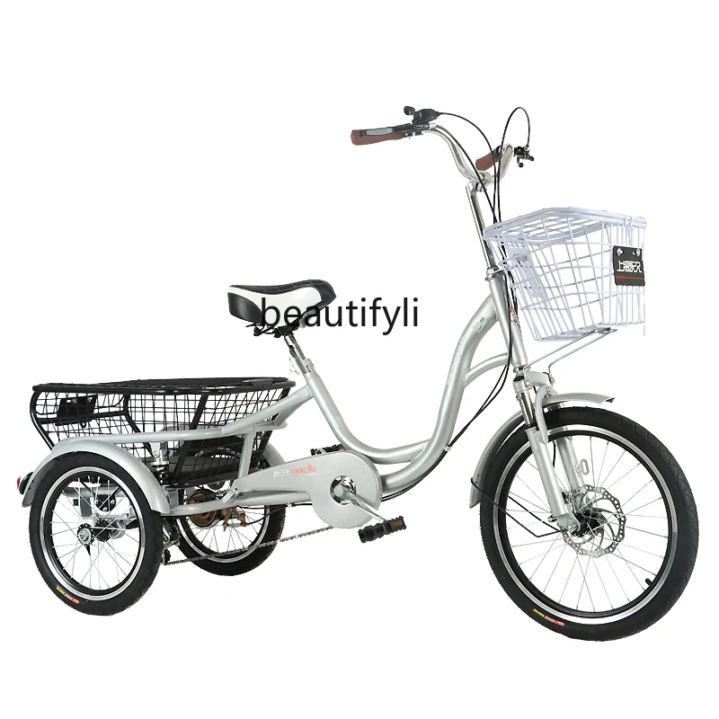 

Tri-Wheel Bike Human Tricycle Elderly Pedal Elderly Bicycle Lightweight Small Adult Adult