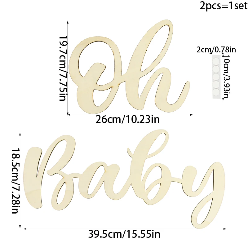 Oh Baby Wooden Letter With String Birthday Shower Wall Sticker Decoration Gender Reveal Party Wall Sign Wedding Decor Supplies