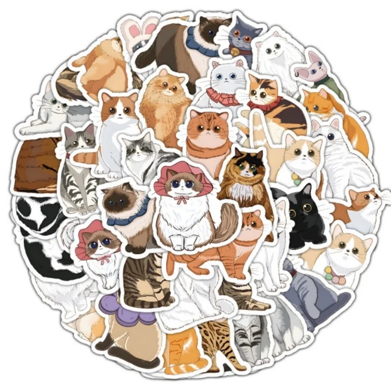 

60pcs Kawaii Cat Sticker Real Shot Lovely Kitten Sticker DIY Stationery Decorative Scrapbook Phone Sticker Student Supplies