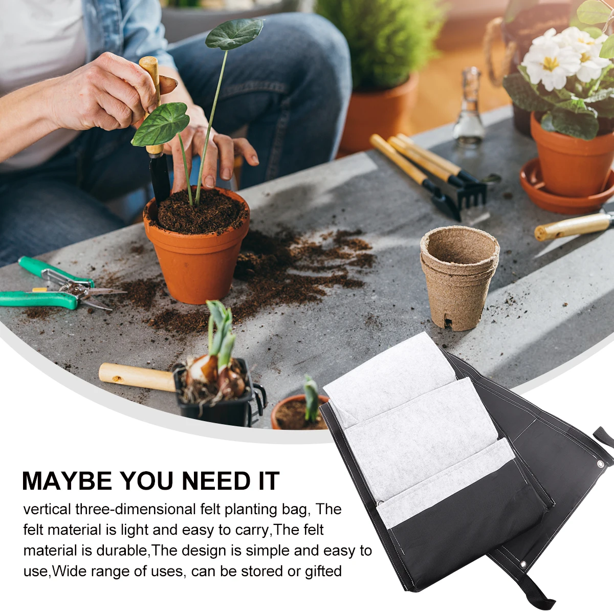 أكياس زراعة مثبتة على الحائط، حقيبة زراعة عمودية للحديقة متعددة الجيوب معلقة للمساحة الصغيرة في الأماكن المغلقة والخارجية #4