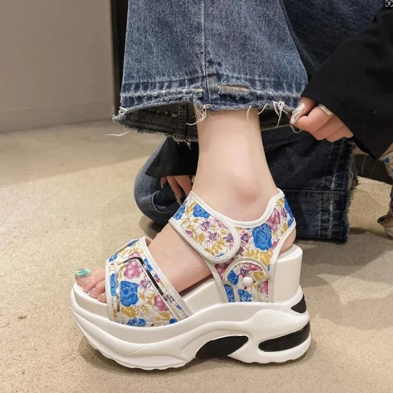 Platform Sandals Female 2024 Summer Fashion Peep-toe Shoes Character With High Heel Muffin Daddy Leisure Sports Sandals Female