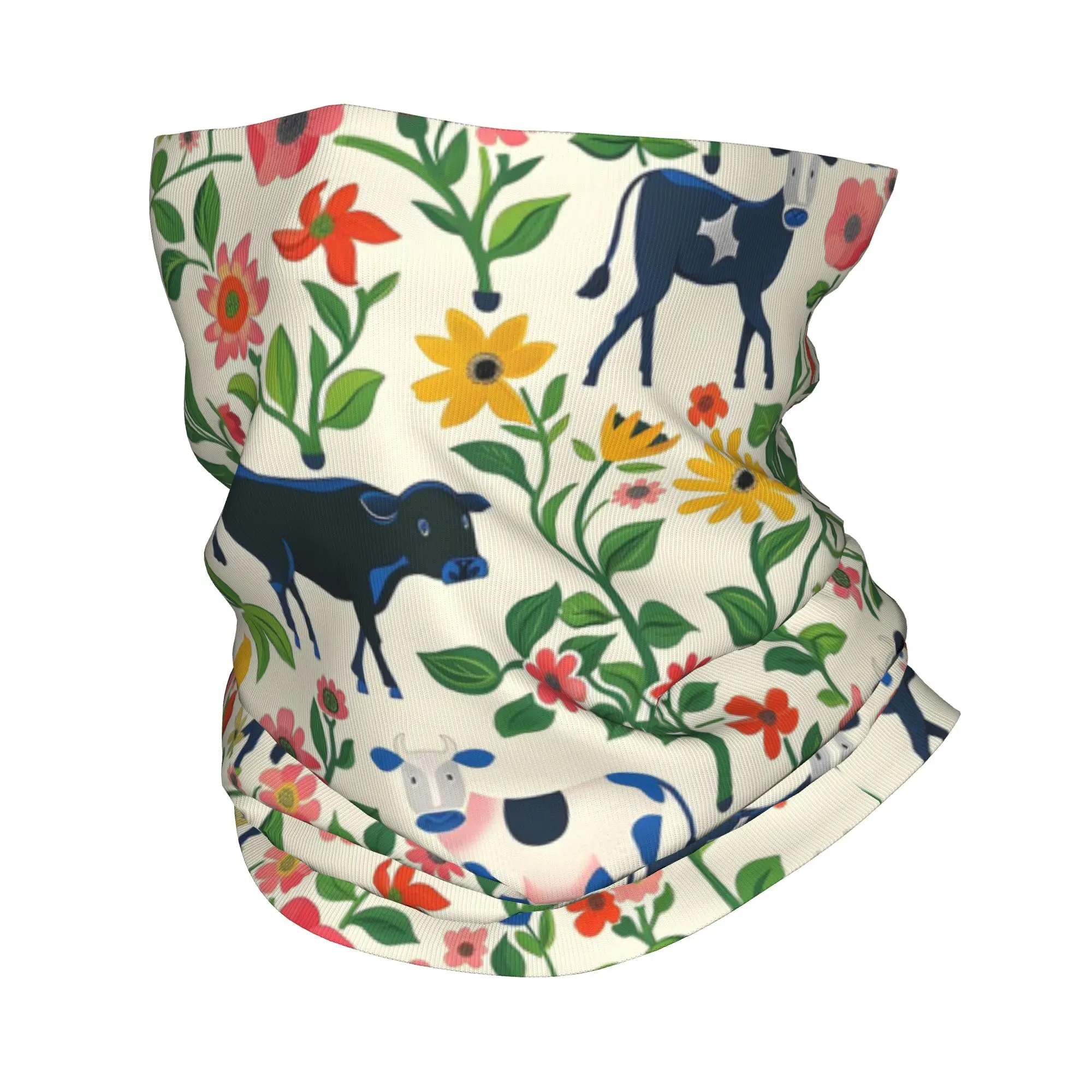 

Surprised cows and flowers Bandana Neck Cover Printed Mask Scarf Multifunction Face Mask Outdoor Sports Unisex Adult