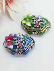 SHINNYGIFTS  Enameled Jewelry Trinket Box Decorative Vintage Style Jewelry Organizer Storage for Girls Dressing Table Decor