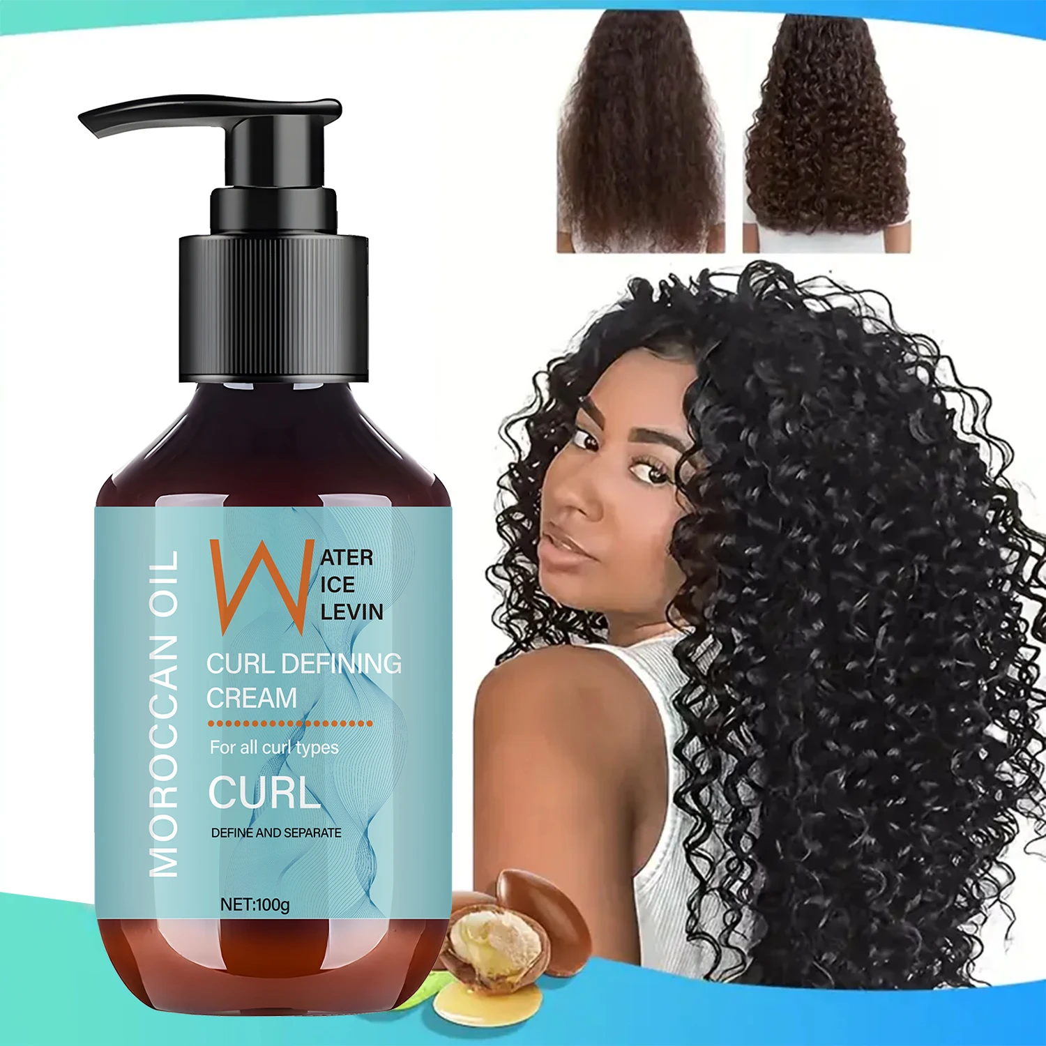 

Moroccan Oil Curl Defining Cream – Moisturizes, Controls Frizz, Adds Shine Perfect for Gifts. Softens Curls. Net Weight 100g.