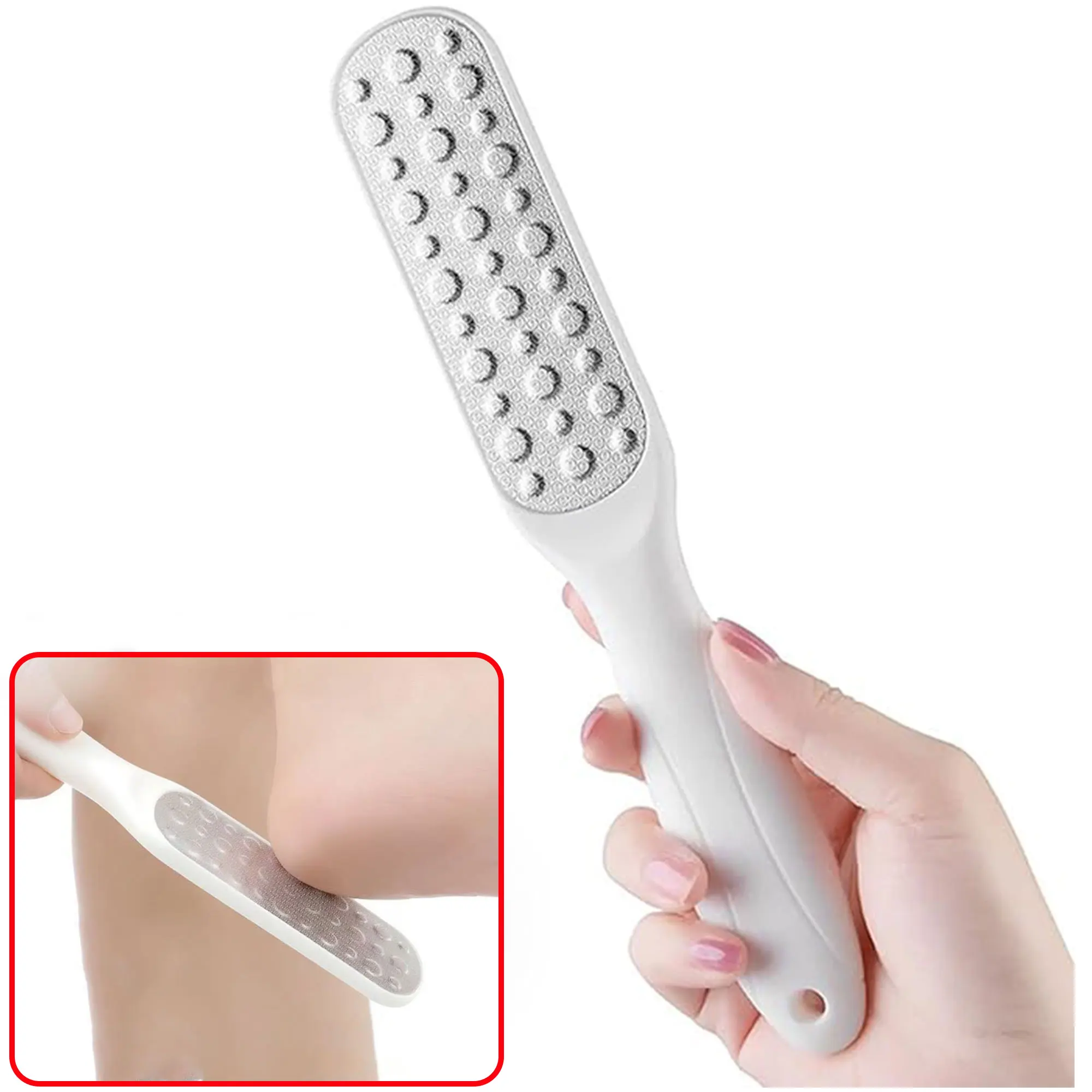 ステンレス鋼フットファイル両面フットやすりカルスリムーバープロフェッショナルペディキュアスクラバー角質リムーバーヒールスクレーパー