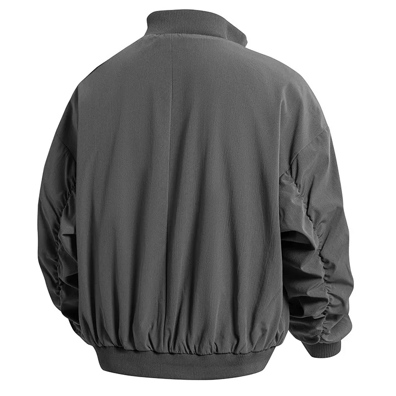 Man Bomber Jacket Spring Autumn New American Stand Collar Male Cargo Coat Simple Solid Color Loose Comfortable Men Outerwear