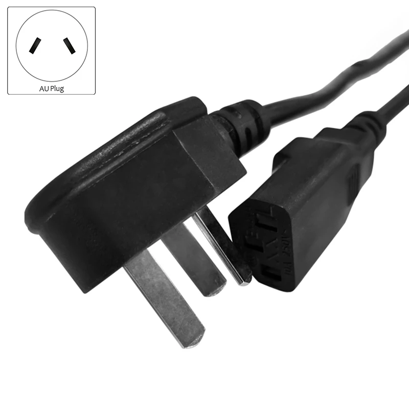 AU Male Elbow to IEC C13 the Letter Head Power Cord for Laptop PC Computer Monitor TV Extension Cable(AU Plug)