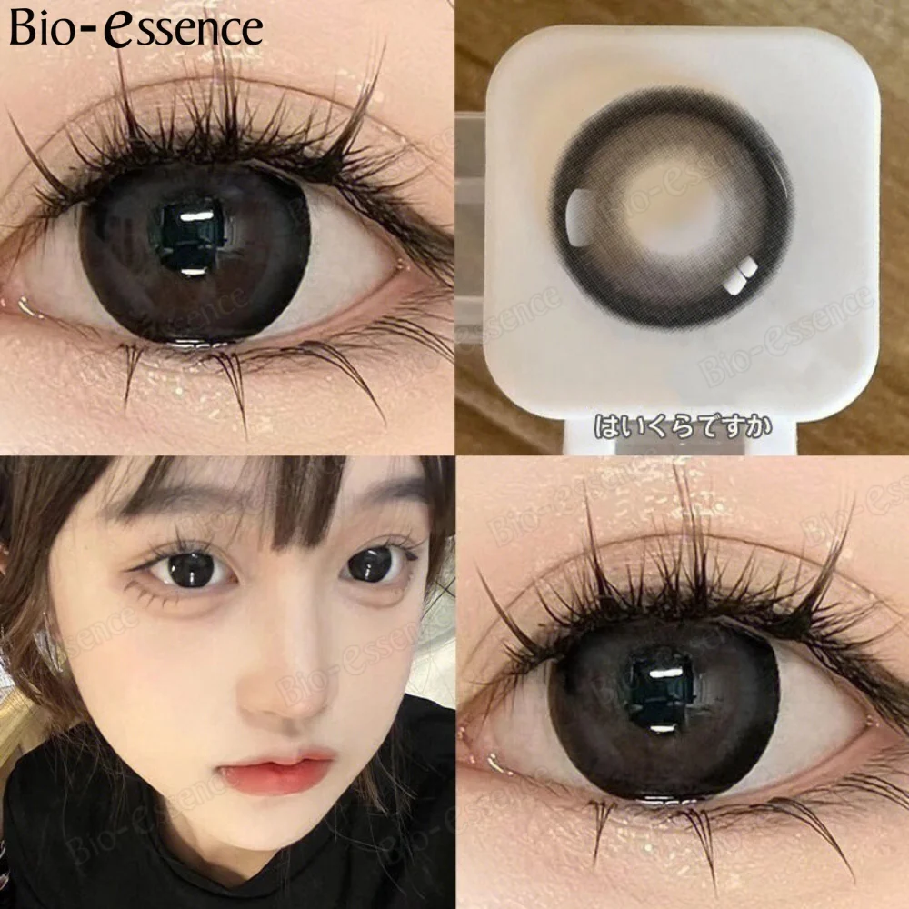 Bio-essence 1 Pair Myopia Lenses Colored Contact Lenses with Degree Natural Colored Eye Lenses with Diopters Blue Contact Lenses