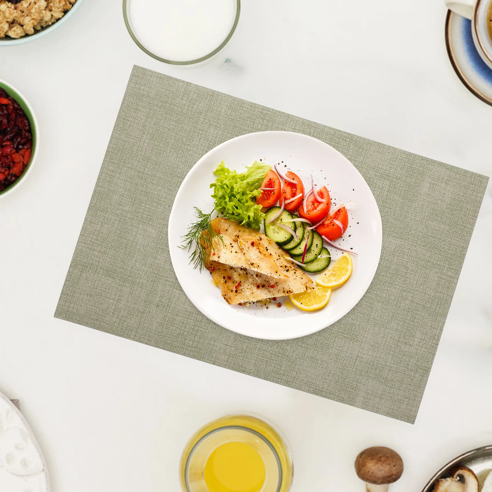 

4Pcs Waterproof Oil Proof Placemats Faux Heat Resistant Dining Table Mats Spill Proof Easy Clean Kitchen Party Table