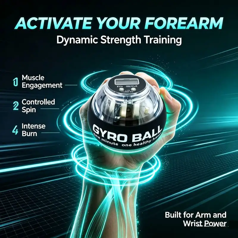 New Auto-Start Gyro Ball Wrist & Forearm Exerciser With Digital Display, Hand/Arm/Finger Grip Strengthener for Muscle Training