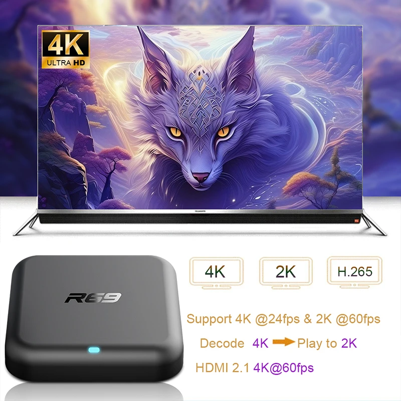 Janmifly R69 Smart TV Box Android 14 Rockchip RK3518 4K Wifi6 3D Google Assistant Netflix YouTube Bluetooth 5.0 Set Top Box